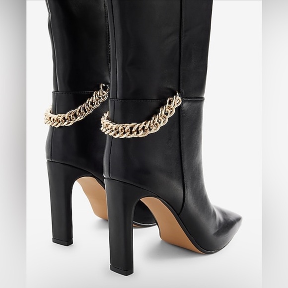 Chain Heel Tall Boots. Purple Color Available Only. Size 7 - Picture 4 of 7